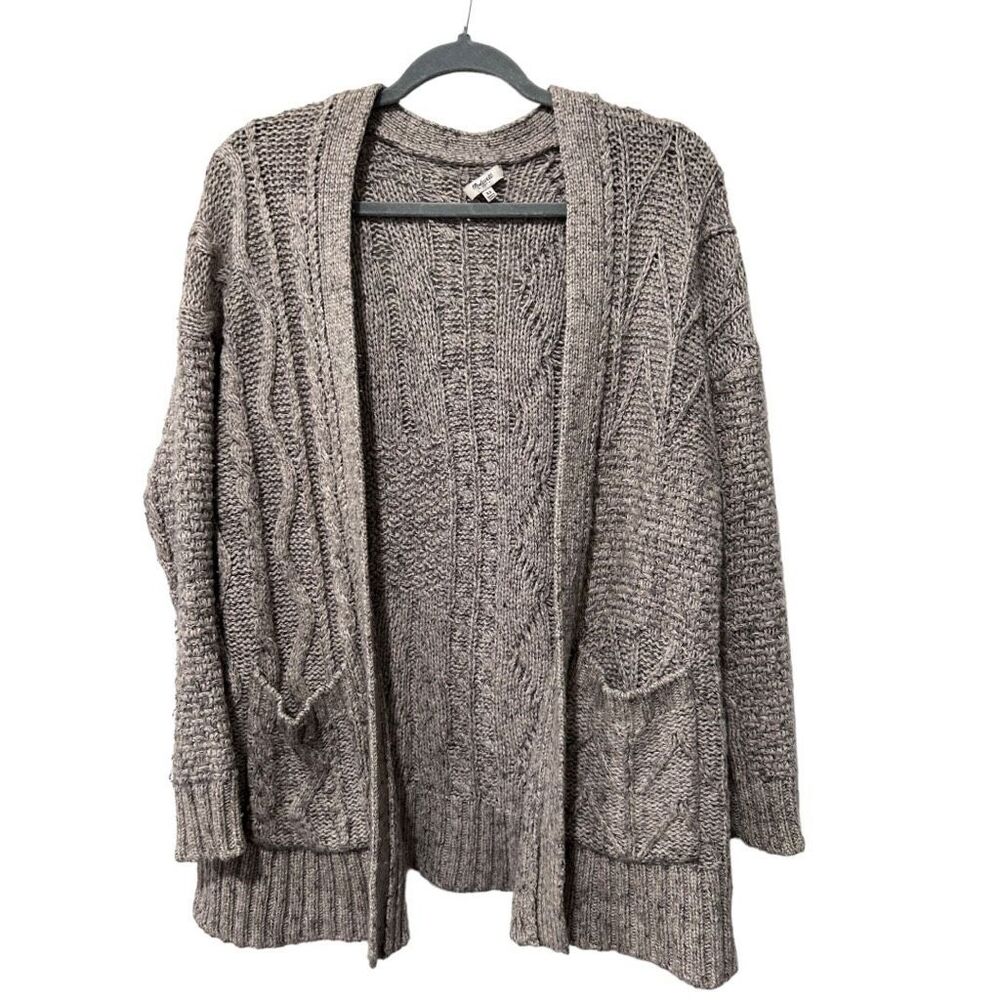 Madewell Marled Panelstitch Chunky Grandpa Open Front Cardigan Sweater   XS